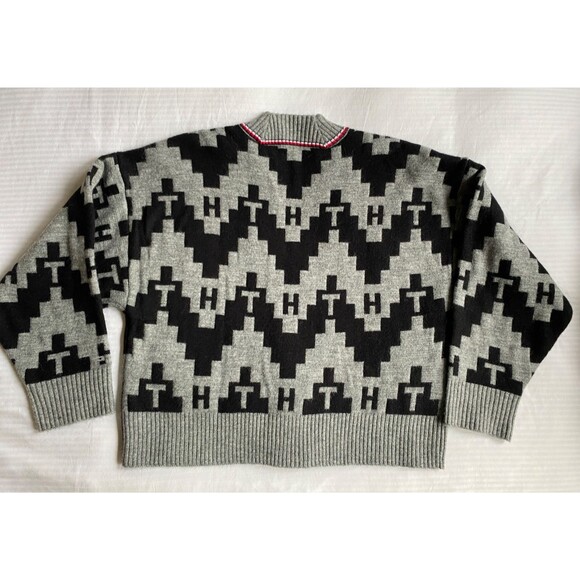 Rare! Tommy Hilfiger Fair Isle Cardigan Logo Cotton Wool Alpaca LARGE. NWOT - Picture 6 of 11